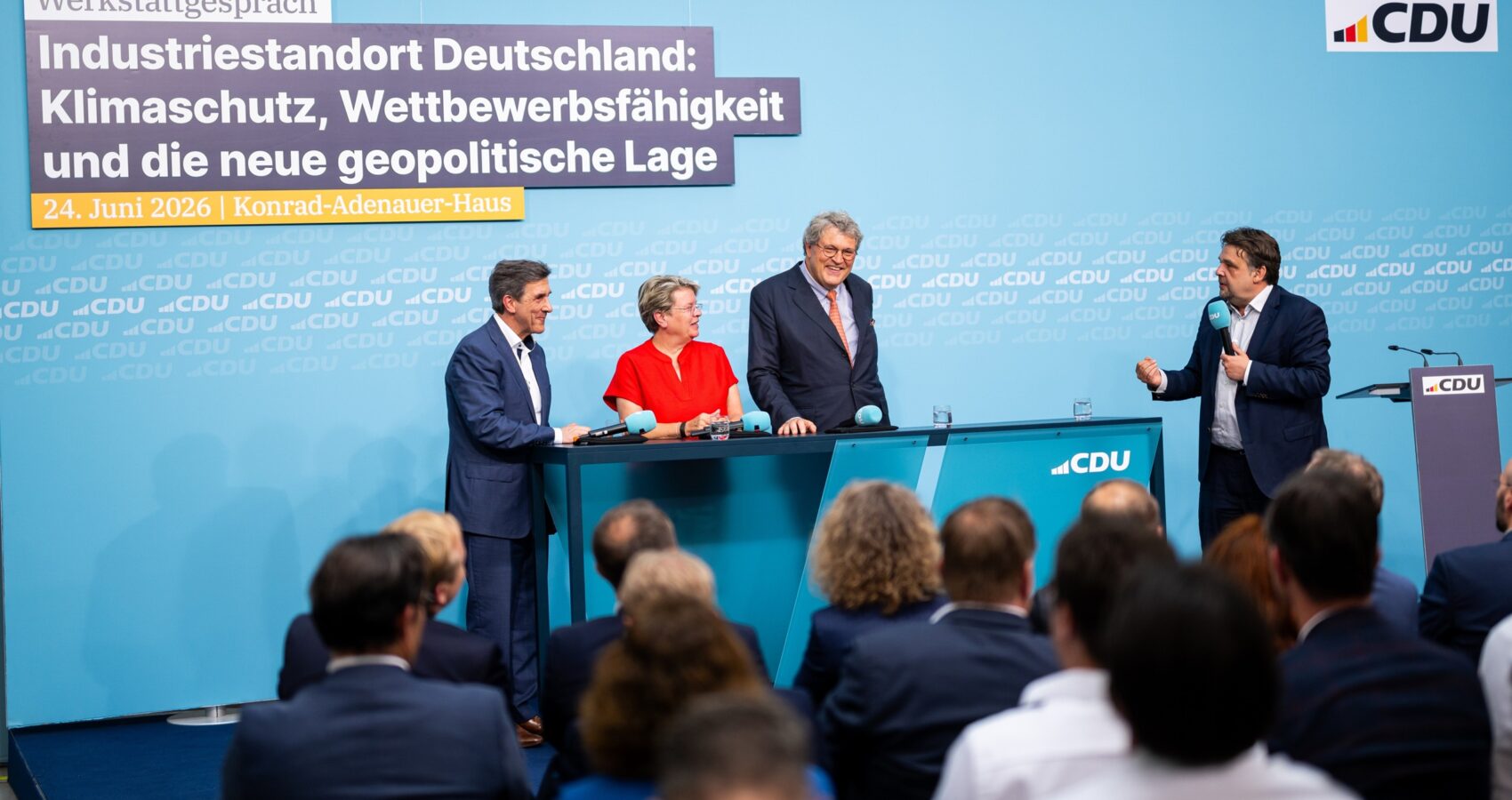 Werkstattgespr�ch Klimaschutz Wettbewerbsf�higkeit und die neue geopolitische Lage am 24.06.2026 in Berlin, Deutschland. (Foto von Jan-Philipp Burmann / City-Press GmbH Bildagentur)
