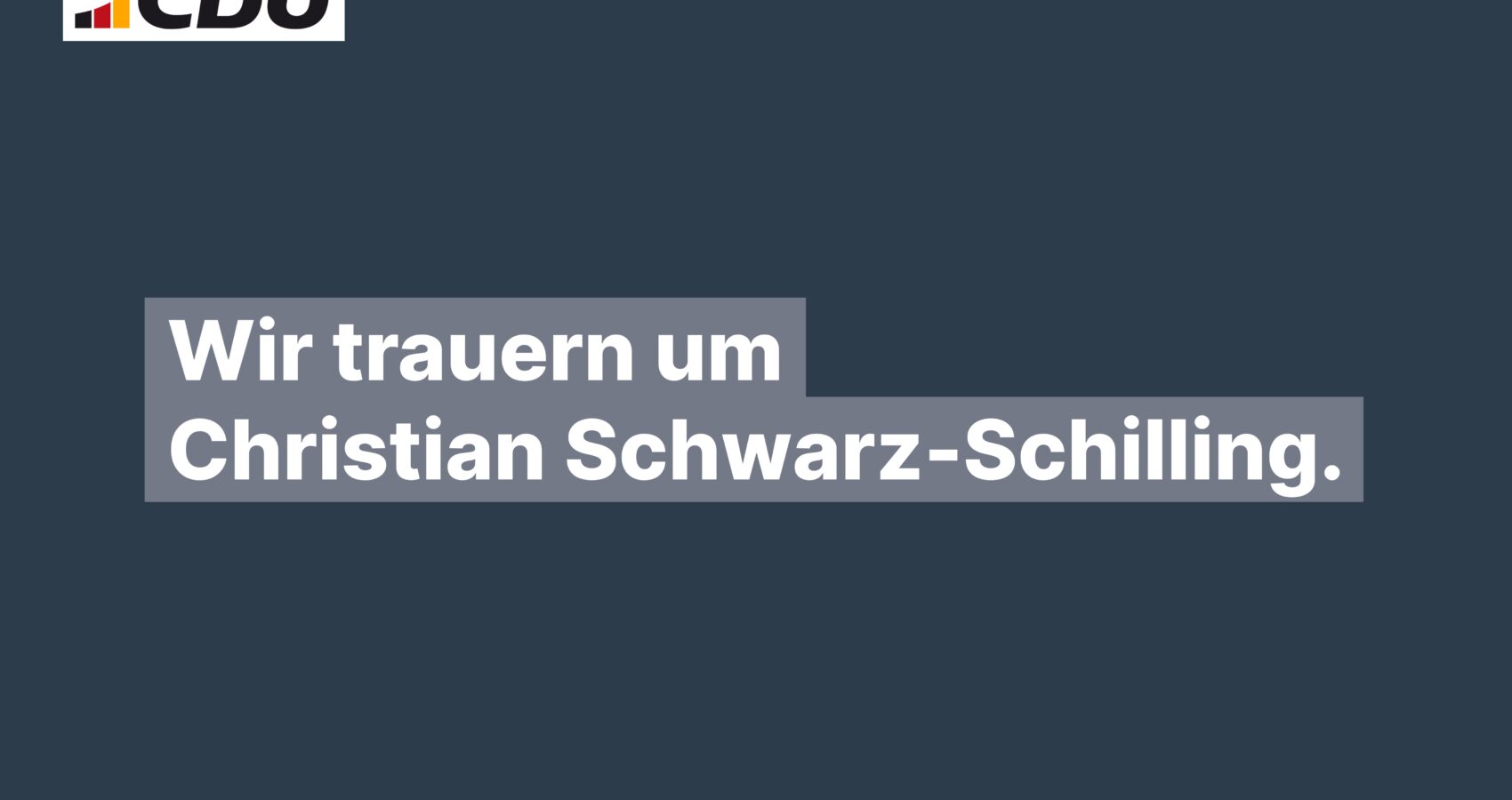 CDU trauert um Christian Schwarz-Schilling